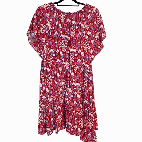Anthropologie Robin Tiered Floral Ruffle Red Dress Cottagecore Prairie Hippie - Picture 4 of 10